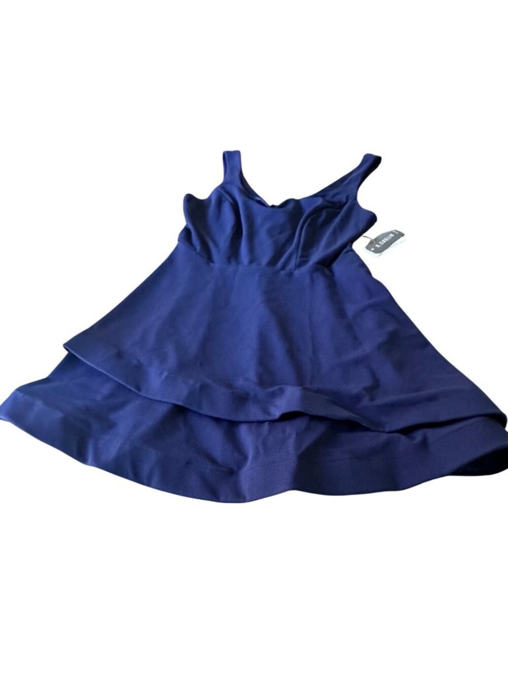 B. Darlin Size 14W Navy Sleeveless Tiered Fit Flare Dress Polyester Blend